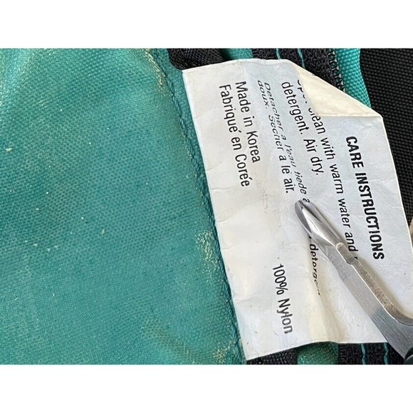 Vintage Eddie Bauer Backpack Teal Nylon Small Pack Bag 2 Pocket USA Made - Picture 5 of 7